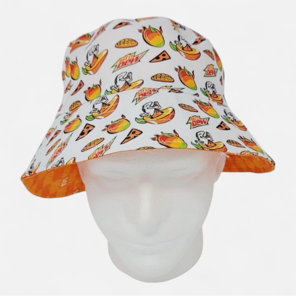 Little Caesars Mountain Dew Mango Rush Reversible Bucket Hat Limited Edition NWT
